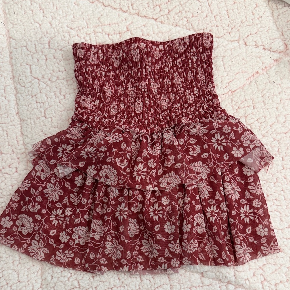 Zara Girls Red Floral Tiered Skirt